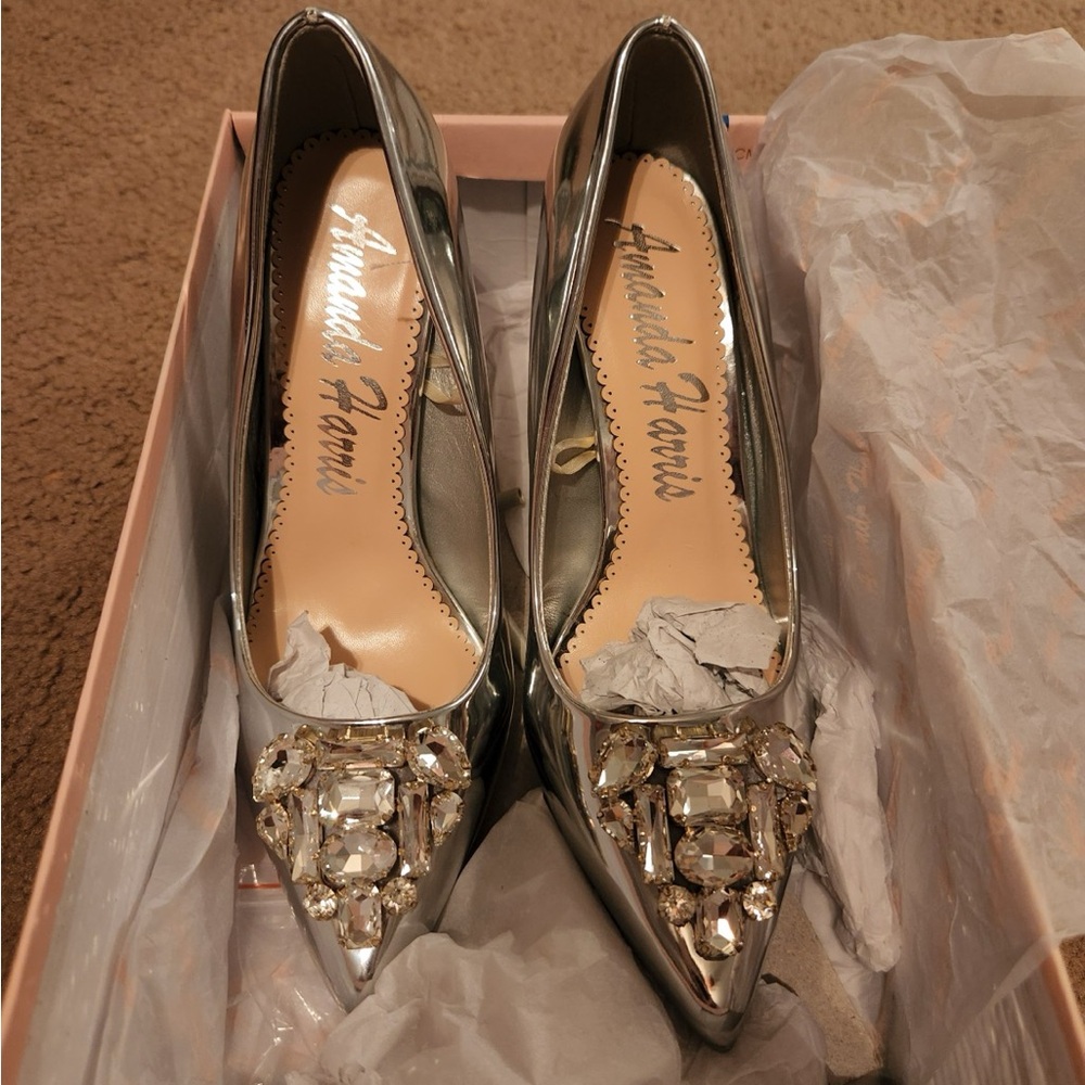 Silver Embellished Women's Shoes
